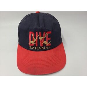 Vintage Dive Bahamas Snapback Hat Cap Travel Souvenir Scuba Men Women Black Red